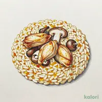 若鶏とキノコの柚子胡椒仕立ての和風ソースリゾット