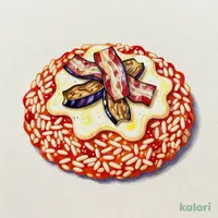 ナスとベーコン、モッツァレラのトマトソースリゾット