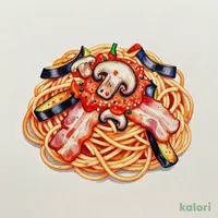 ベーコンとキノコ、ナスのアラビアータ