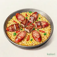ステーキとチョリソーの旨辛パエリア（P）