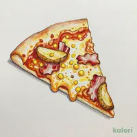 Curry Monterey Pizza with Melted Cheese (P, Crispy Crust, 1 Slice)