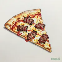BBQ Steak Pizza with Melted Cheese, Personal, Crispy, 1 Slice