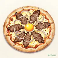 すき焼き月見ピザ