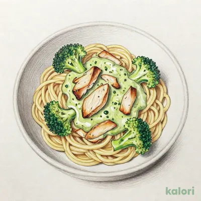 たんぱく質がとれるスモークチキンとブロッコリーのバジルクリーム（トスカーニパスタ）41.442.061.84.1