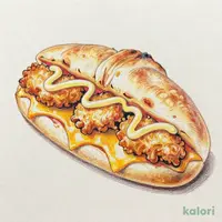 マヨチキでチキンを挟んだ裏ピザサンド30.136.564.63.9