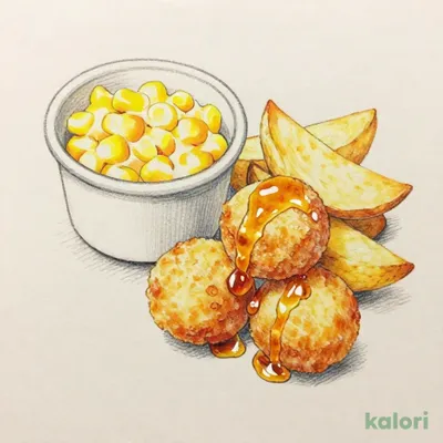 Corn Cheese, Fried Potato, and Honey Cheese Ball Set