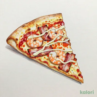 Shrimp Mayo Mentaiko Bacon Pizza (Pan Pizza, 1 Slice)