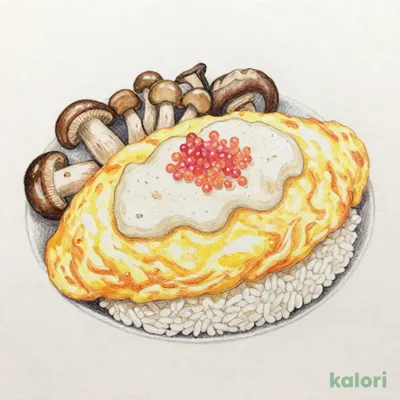 とろろ明太子といろいろキノコのオムライス
