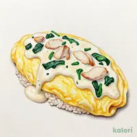 チキンとほうれん草のクリームソースオムライス