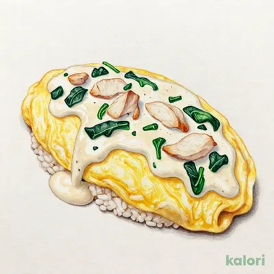 チキンとほうれん草のクリームソースオムライス