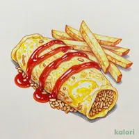 ケチャップオムライス＆じゃがいもフライ