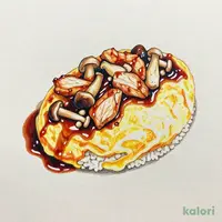 チキンとキノコの和風オムライス