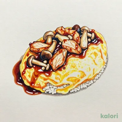 チキンとキノコの和風オムライス