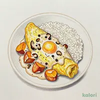 さつまいものポルチーニソースオムライス