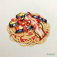 ナスと吊るしベーコンのアラビアータ