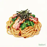 ハーフ ほうれん草と吊るしベーコンのしょうゆ