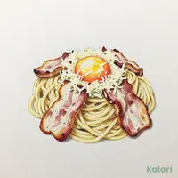 ヨード卵・光と吊るしベーコンのカルボナーラ レッジャーノチーズ掛け