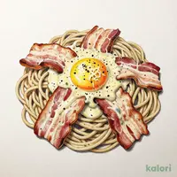 全粒粉入り生パスタ ヨード卵・光と吊るしベーコンのカルボナーラ
