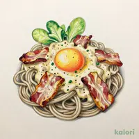 全粒粉入り生パスタ ヨード卵・光のカルボナーラ豆乳スープ