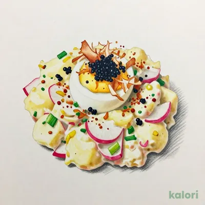 いぶりがっこと黒とびっ子のトロたまポテサラ