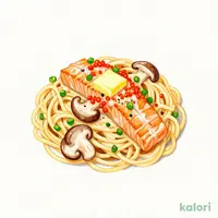 サーモンときのこのたらこバター