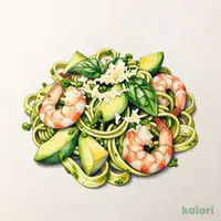 海老とアボカドのバジルソース 生パスタ