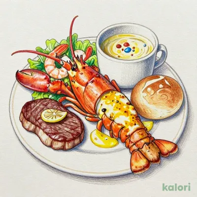 ロブスター黄金焼き＆黒毛和牛サーロインレモンステーキセット