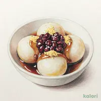 揚げ白玉と黒みつ小豆