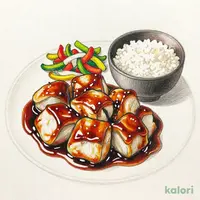 白身魚の黒酢炒め定食