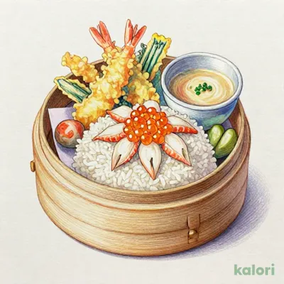 蟹いくらせいろと天ぷらの御膳
