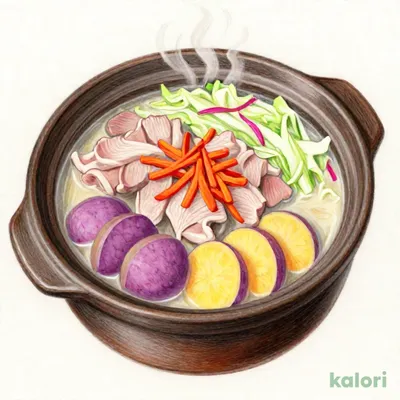 塩ゆずとろろスープの豚しゃぶ野菜鍋