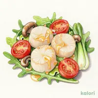 帆立ときのこのサラダ葱塩バターソース