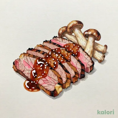 牛肉のグリル 霜降りひらたけロースト添え