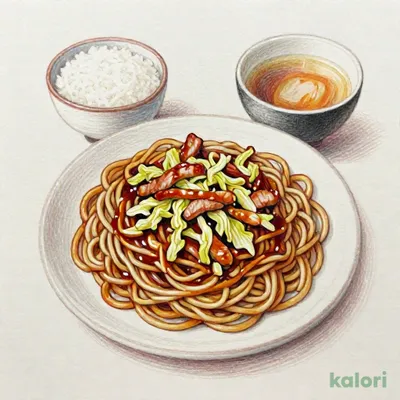 ソース太めん　夕食セット
