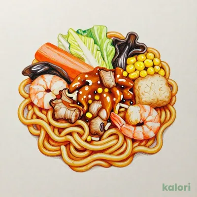 Spicy Plate Udon (Less Noodles)