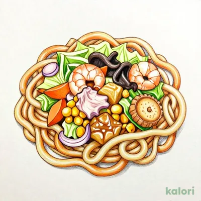 Thick Fried Noodle Plate Udon (Double Noodles)