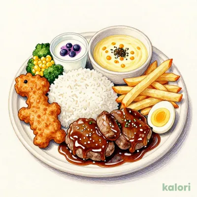 おこさま煮込みハンバーグプレート ごはん（ふりかけつき）またはパン