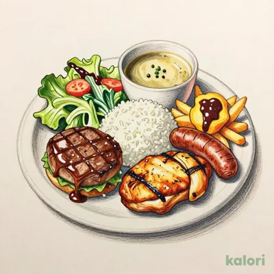 Triple Grill with Demi-Glace Sauce Special Lunch