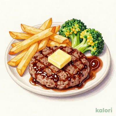 Hamburger & Angus Sirloin Steak with Demi-glace Butter Sauce