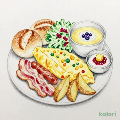 野菜オムレツモーニング～コーンのポタージュ・サラダ付～