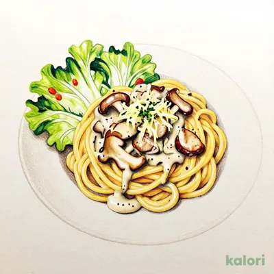 国産豚ときのこのポルチーニクリームソースのスパゲッティランチ（サラダ付）