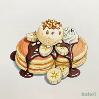 ホットファッジソースのパンケーキ