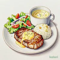 国産豚ポークロースステーキランチ~ジンジャーバターソース~(スープ・ライス付)