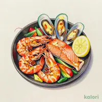 海老・サーモン・ムール貝のあつあつグリル ~温野菜添え~