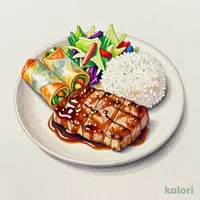 (金)国産豚のグリル特製焼肉ソース&春巻ランチ