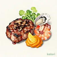 ゆめの大地豚ロースの網焼き マディラソース&牡蠣と海老のブロシェット