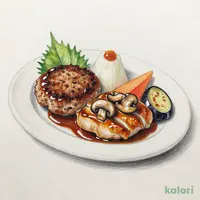 黒×黒ハンバーグとチキンのコンビネーショングリル 和風照り焼きソース