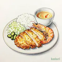 熟成三元麦豚ロースかつ・大海老フライ御膳