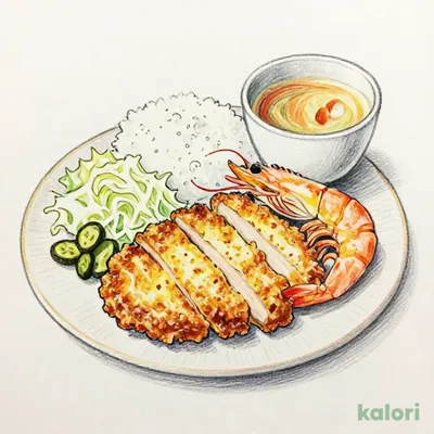 熟成三元麦豚ロースかつ・大海老フライ御膳