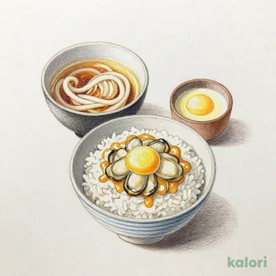 牡蠣丼と麺（お得な茶碗むし付）